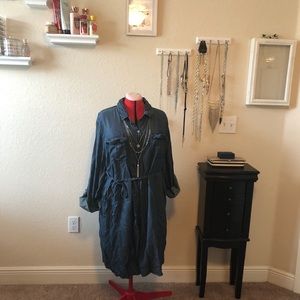 Blue jean button up dress plus size
